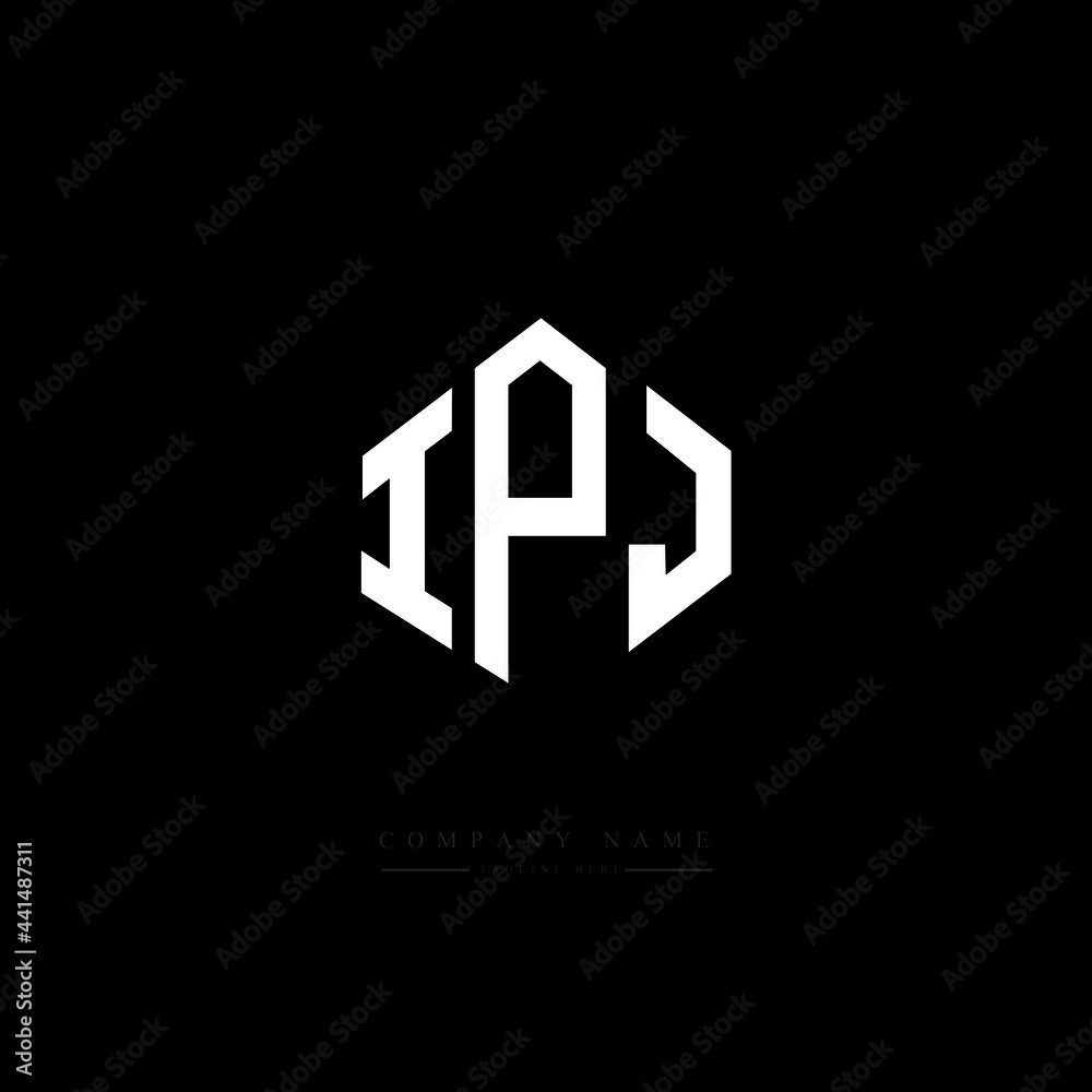 IPJ letter logo design with polygon shape. IPJ polygon logo monogram. IPJ cube logo design. IPJ hexagon vector logo template white and black colors. IPJ monogram. IPJ business and real estate logo. 