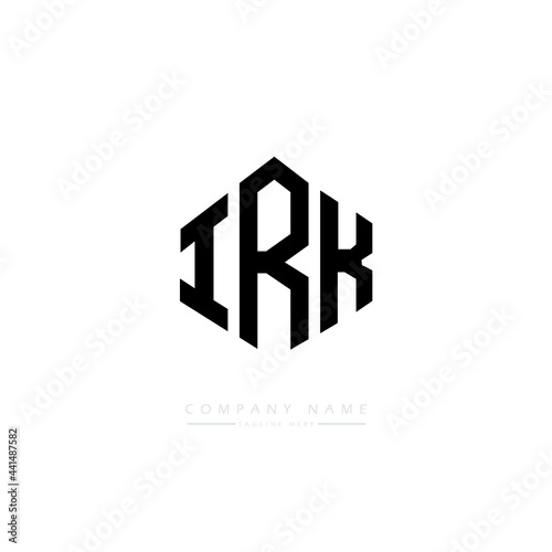 IRK letter logo design with polygon shape. IRK polygon logo monogram. IRK cube logo design. IRK hexagon vector logo template white and black colors. IRK monogram. IRK business and real estate logo. 
