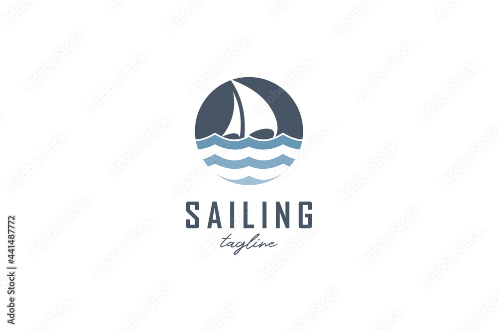Simple Sailing Yacht Silhouette Logo design inspiration Simple Sailing Yacht Silhouette Logo design inspiration