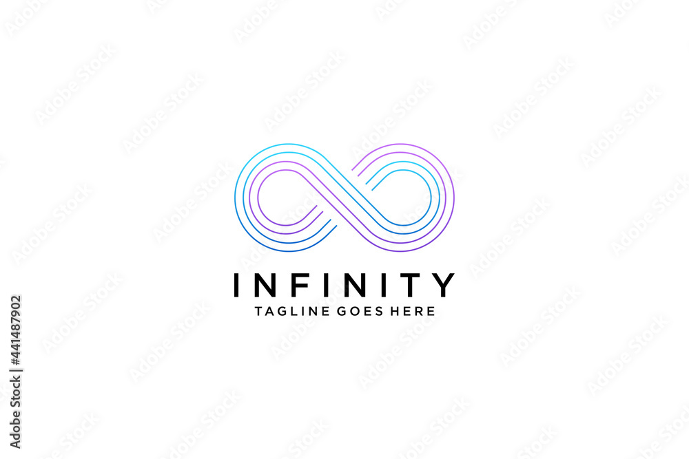 Blue and Purple Motion Infinity Logo isolated on White Background. Usable for Business and Technology Logos. Vector Logo Design Template Element.