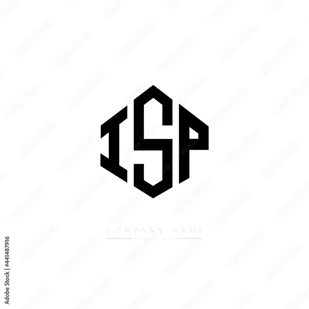 ISP letter logo design with polygon shape. ISP polygon logo monogram. ISP cube logo design. ISP hexagon vector logo template white and black colors. ISP monogram. ISP business and real estate logo. 