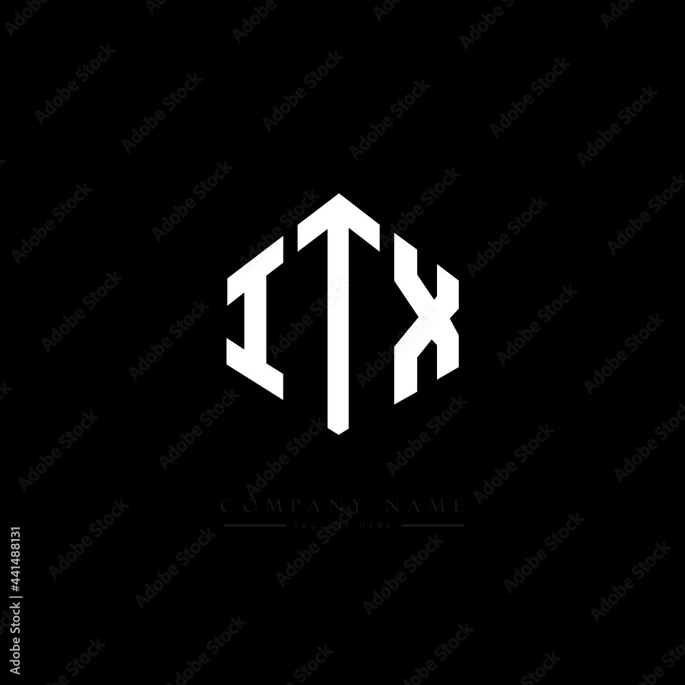 ITX letter logo design with polygon shape. ITX polygon logo monogram. ITX cube logo design. ITX hexagon vector logo template white and black colors. ITX monogram. ITX business and real estate logo. 