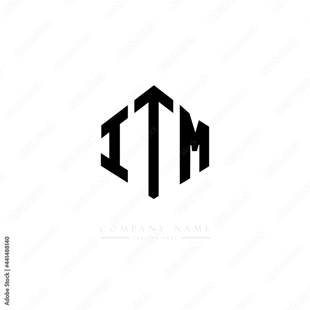 ITM letter logo design with polygon shape. ITM polygon logo monogram. ITM cube logo design. ITM hexagon vector logo template white and black colors. ITM monogram. ITM business and real estate logo. 