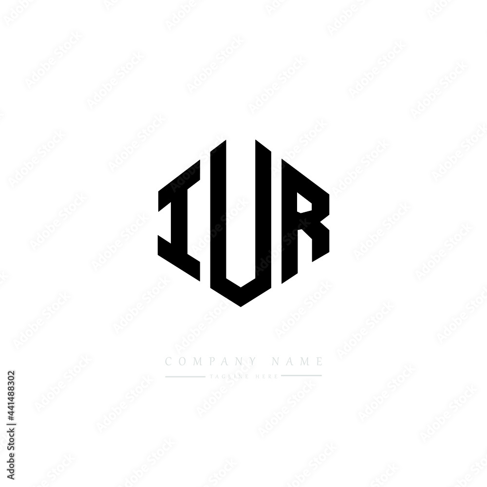 IUR letter logo design with polygon shape. IUR polygon logo monogram. IUR cube logo design. IUR hexagon vector logo template white and black colors. IUR monogram. IUR business and real estate logo. 
