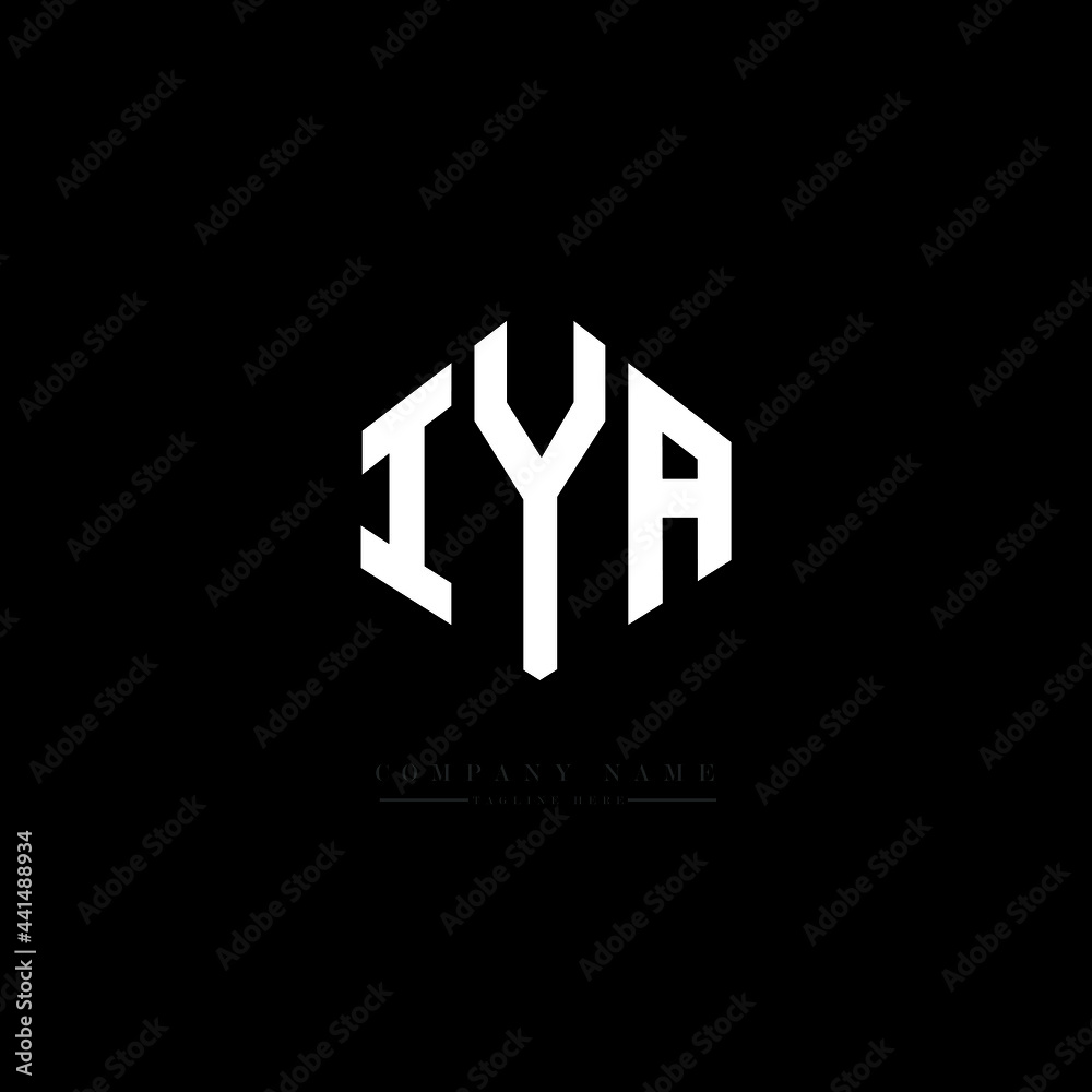 IYA letter logo design with polygon shape. IYA polygon logo monogram. IYA cube logo design. IYA hexagon vector logo template white and black colors. IYA monogram. IYA business and real estate logo. 