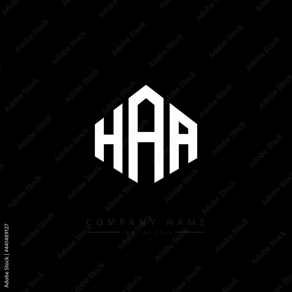 HAA letter logo design with polygon shape. HAA polygon logo monogram. HAA cube logo design. HAA hexagon vector logo template white and black colors. HAA monogram. HAA business and real estate logo. 