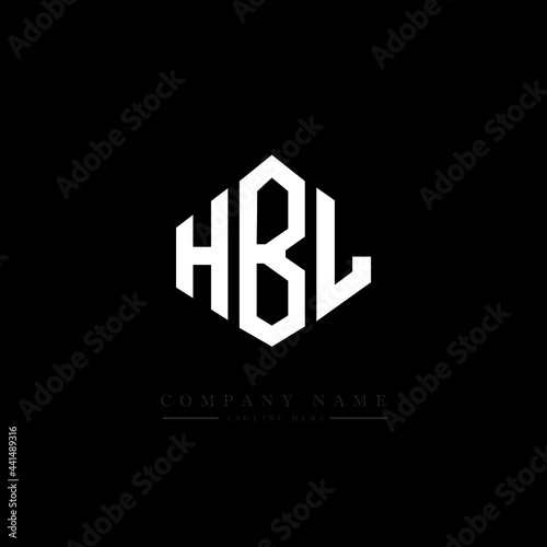 HBL letter logo design with polygon shape. HBL polygon logo monogram. HBL cube logo design. HBL hexagon vector logo template white and black colors. HBL monogram. HBL business and real estate logo.  photo