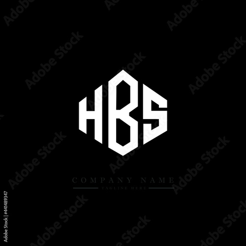 HBS letter logo design with polygon shape. HBS polygon logo monogram. HBS cube logo design. HBS hexagon vector logo template white and black colors. HBS monogram. HBS business and real estate logo.  photo