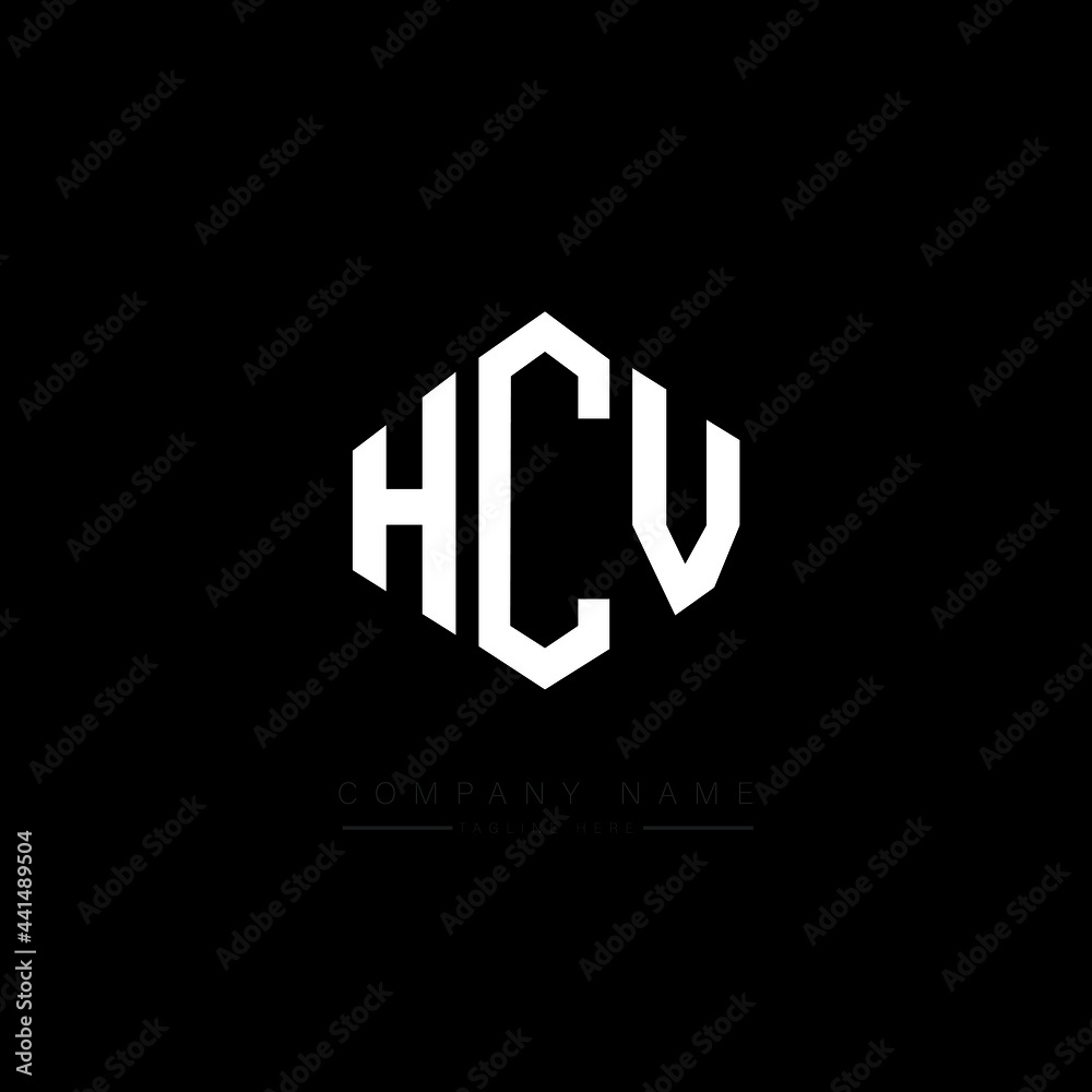 HCV letter logo design with polygon shape. HCV polygon logo monogram. HCV cube logo design. HCV hexagon vector logo template white and black colors. HCV monogram. HCV business and real estate logo. 