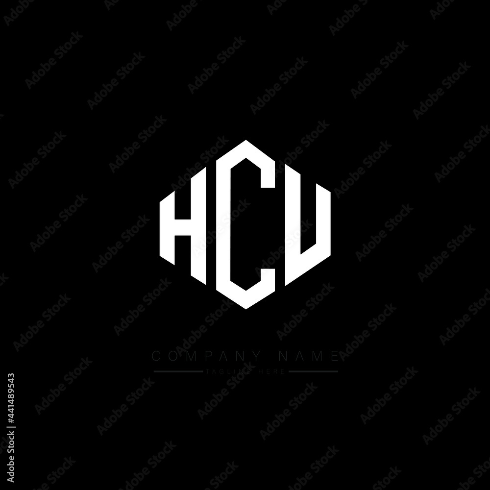 HCU letter logo design with polygon shape. HCU polygon logo monogram. HCU cube logo design. HCU hexagon vector logo template white and black colors. HCU monogram. HCU business and real estate logo. 