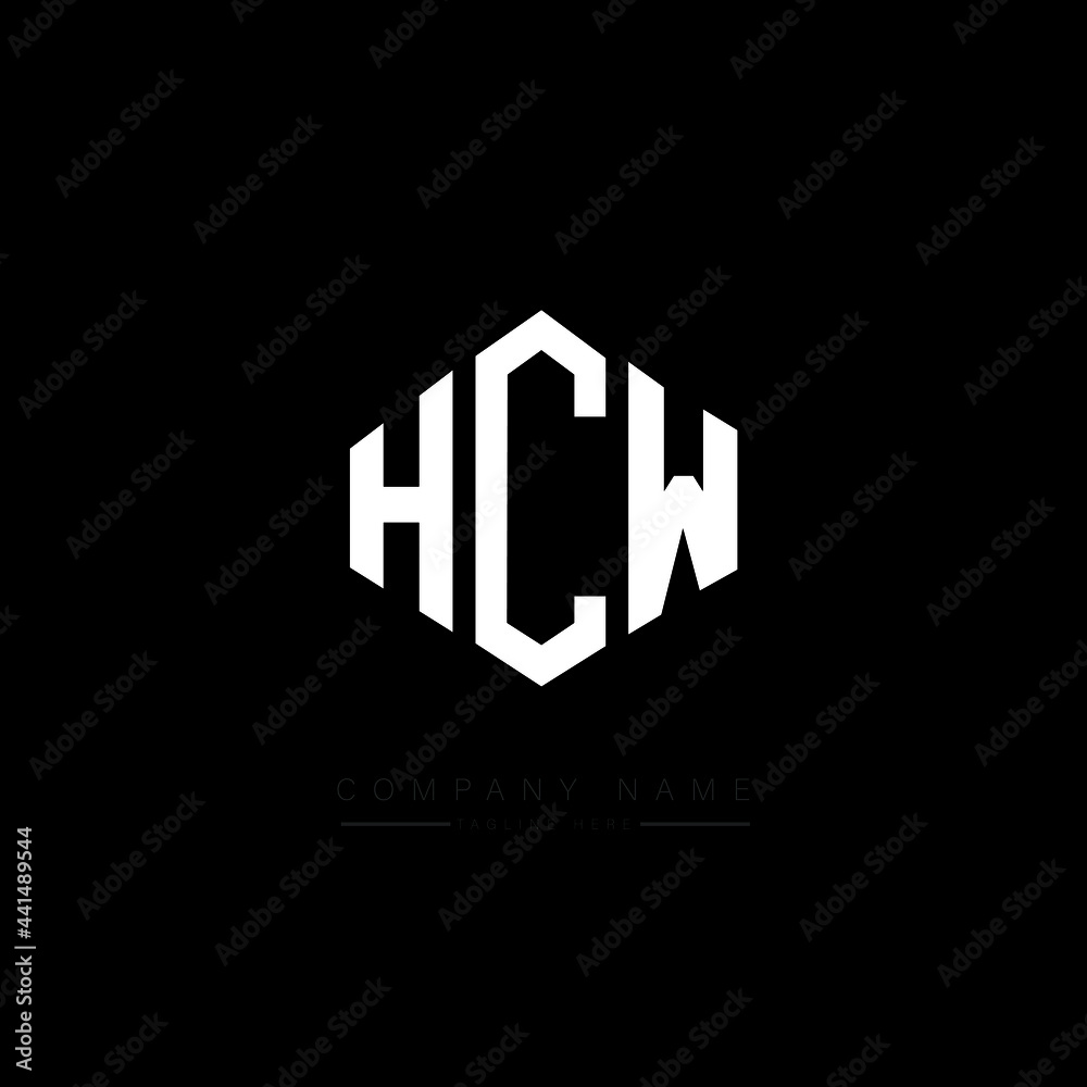 HCW letter logo design with polygon shape. HCW polygon logo monogram. HCW cube logo design. HCW hexagon vector logo template white and black colors. HCW monogram. HCW business and real estate logo. 