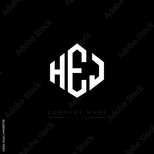 HEJ letter logo design with polygon shape. HEJ polygon logo monogram. HEJ cube logo design. HEJ hexagon vector logo template white and black colors. HEJ monogram. HEJ business and real estate logo. 