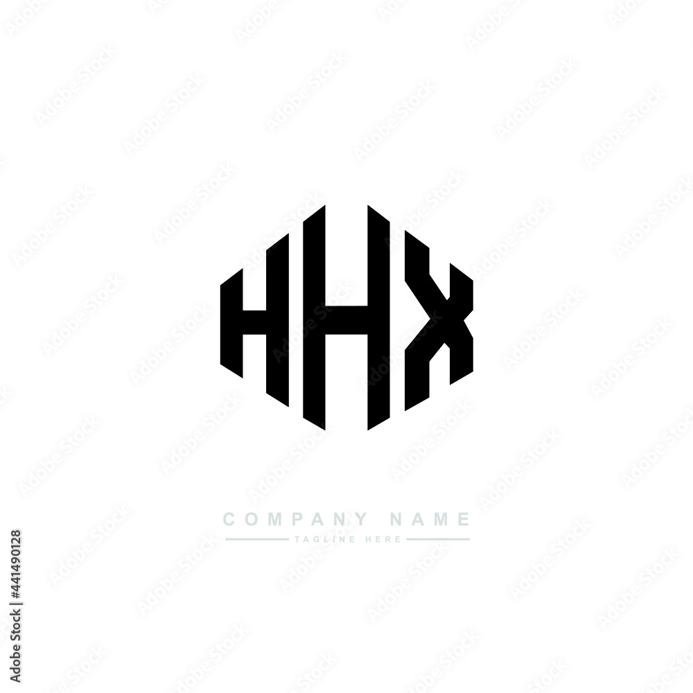 Obraz premium HHX letter logo design with polygon shape. HHX polygon logo monogram. HHX cube logo design. HHX hexagon vector logo template white and black colors. HHX monogram. HHX business and real estate logo. 