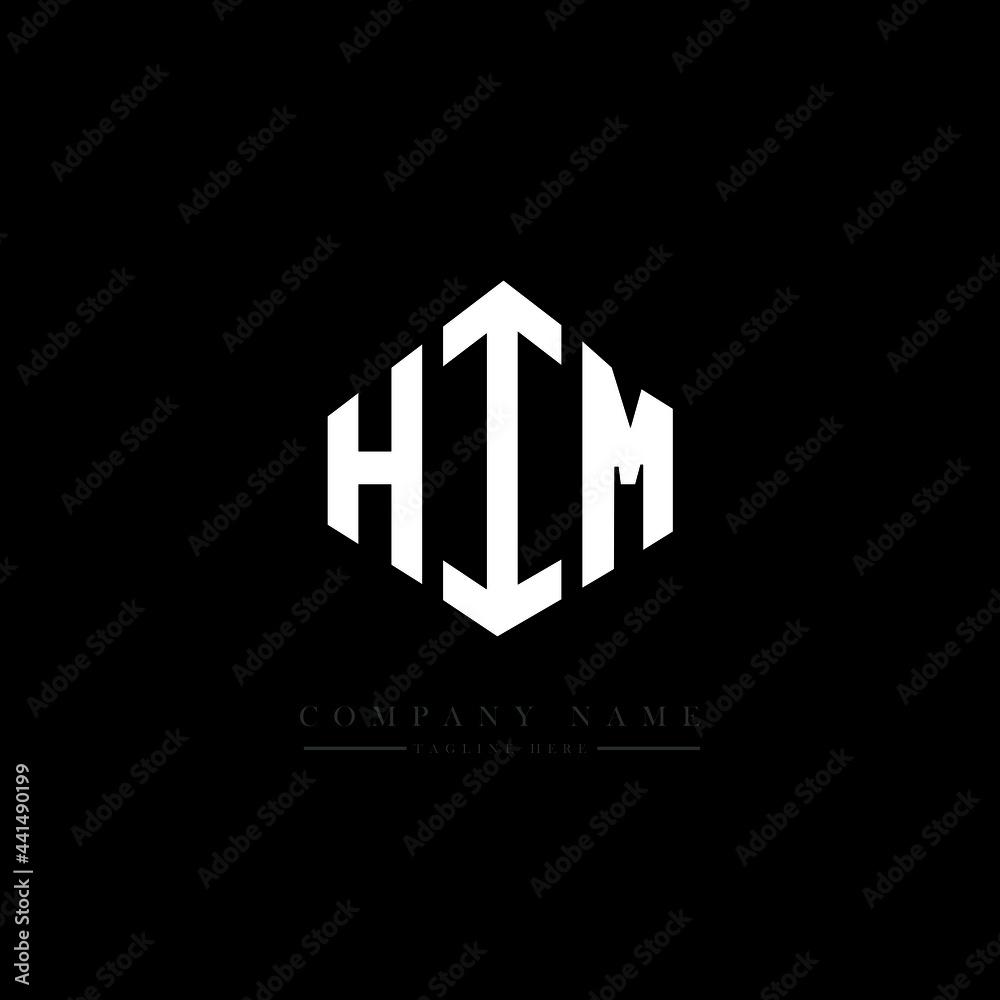 HIM letter logo design with polygon shape. HIM polygon logo monogram. HIM cube logo design. HIM hexagon vector logo template white and black colors. HIM monogram. HIM business and real estate logo. 