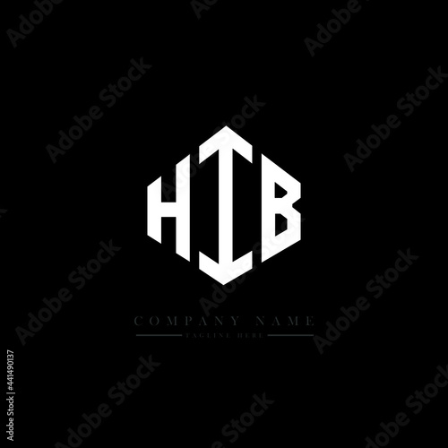 HIB letter logo design with polygon shape. HIB polygon logo monogram. HIB cube logo design. HIB hexagon vector logo template white and black colors. HIB monogram. HIB business and real estate logo.  photo