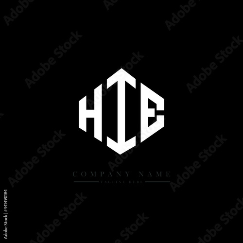 HIE letter logo design with polygon shape. HIE polygon logo monogram. HIE cube logo design. HIE hexagon vector logo template white and black colors. HIE monogram. HIE business and real estate logo. 