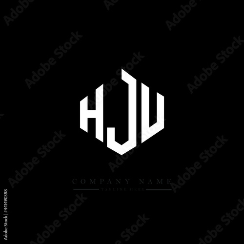 HJU letter logo design with polygon shape. HJU polygon logo monogram. HJU cube logo design. HJU hexagon vector logo template white and black colors. HJU monogram. HJU business and real estate logo. 