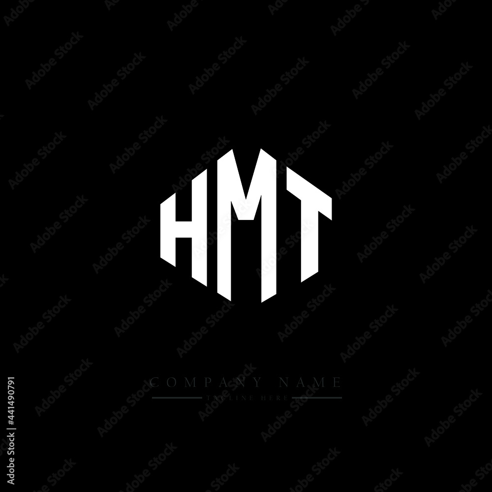 HMT letter logo design with polygon shape. HMT polygon logo monogram. HMT cube logo design. HMT hexagon vector logo template white and black colors. HMT monogram. HMT business and real estate logo. 