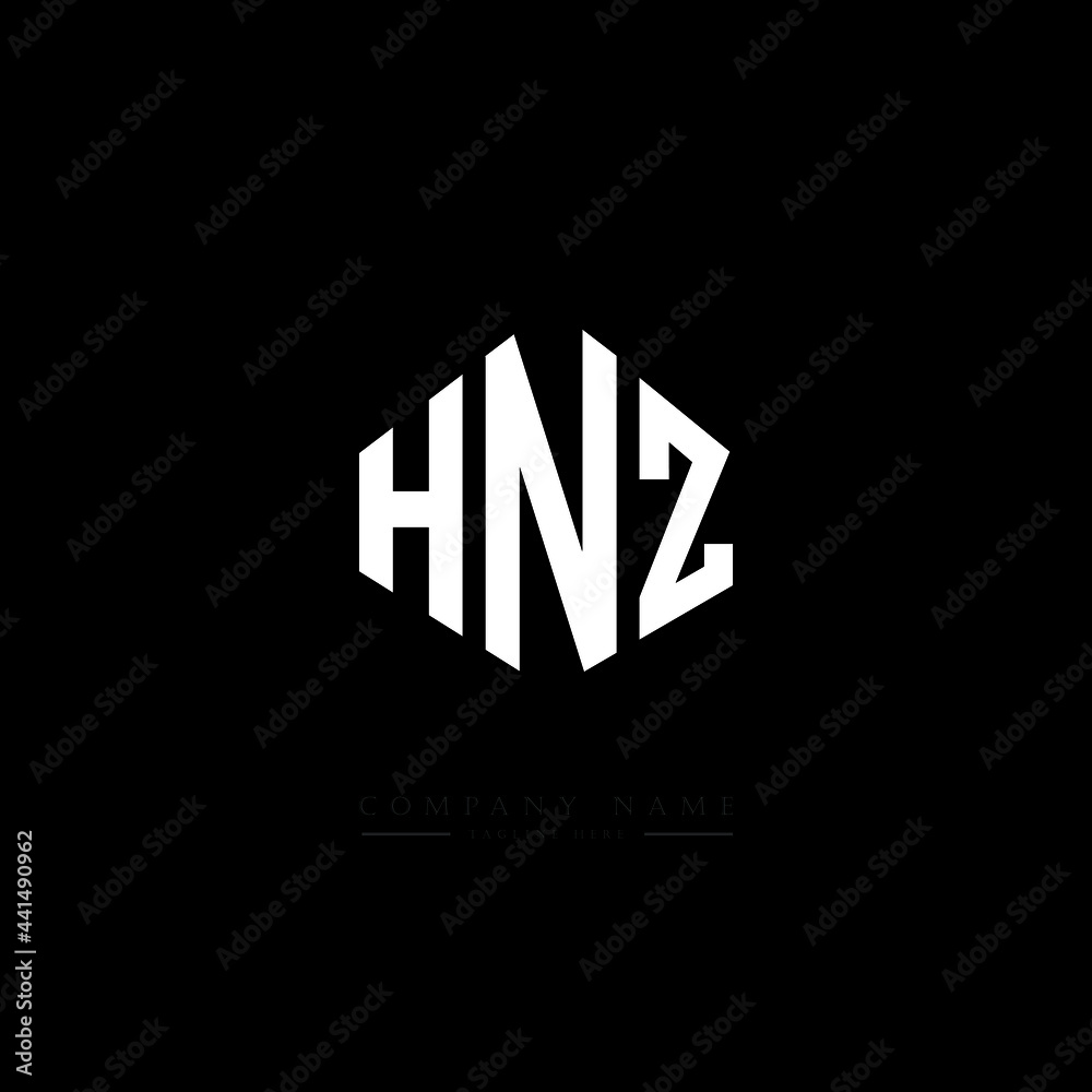 HNZ letter logo design with polygon shape. HNZ polygon logo monogram. HNZ cube logo design. HNZ hexagon vector logo template white and black colors. HNZ monogram. HNZ business and real estate logo. 
