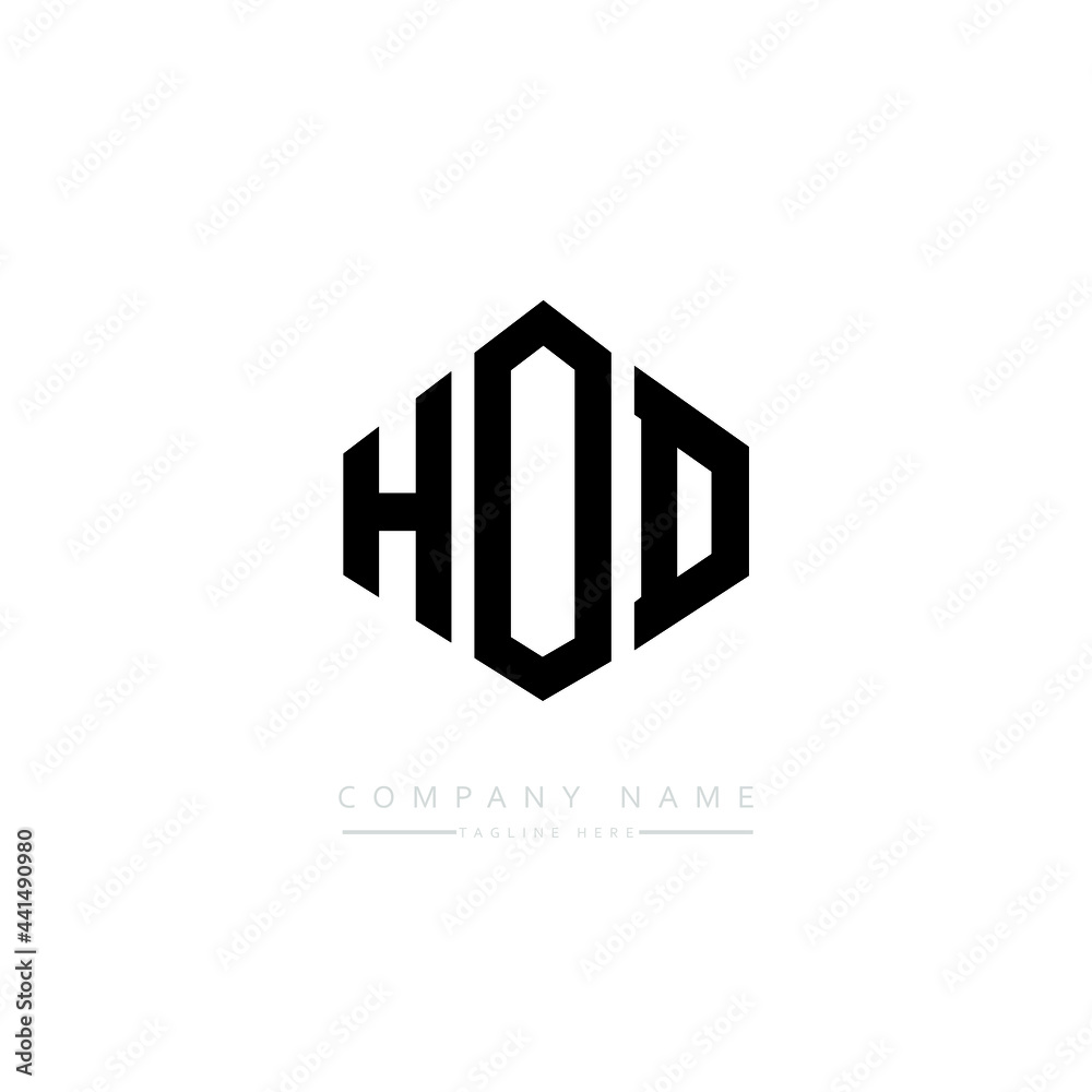 HOD letter logo design with polygon shape. HOD polygon logo monogram. HOD cube logo design. HOD hexagon vector logo template white and black colors. HOD monogram. HOD business and real estate logo. 