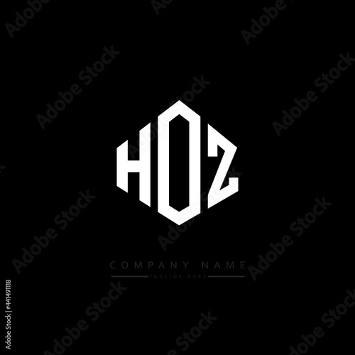 HOZ letter logo design with polygon shape. HOZ polygon logo monogram. HOZ cube logo design. HOZ hexagon vector logo template white and black colors. HOZ monogram. HOZ business and real estate logo. 