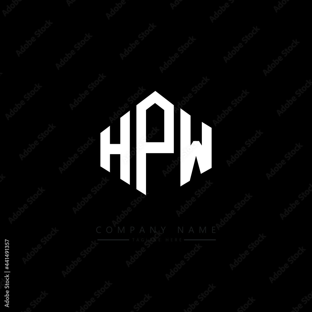 HPW letter logo design with polygon shape. HPW polygon logo monogram. HPW cube logo design. HPW hexagon vector logo template white and black colors. HPW monogram. HPW business and real estate logo. 