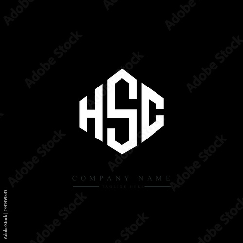 HSC letter logo design with polygon shape. HSC polygon logo monogram. HSC cube logo design. HSC hexagon vector logo template white and black colors. HSC monogram. HSC business and real estate logo.  photo