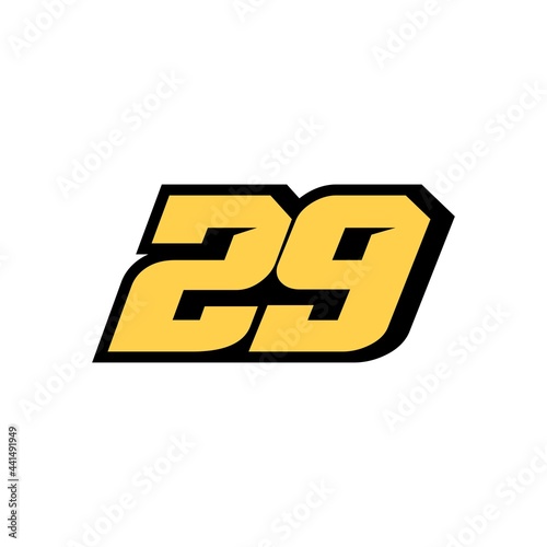 29 Number Racing star isolated on white background