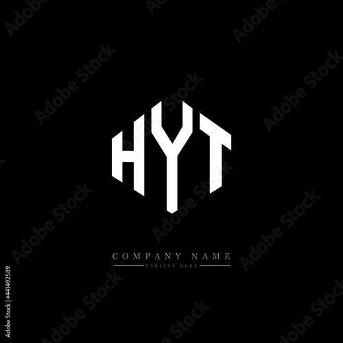 HYT letter logo design with polygon shape. HYT polygon logo monogram. HYT cube logo design. HYT hexagon vector logo template white and black colors. HYT monogram. HYT business and real estate logo. 