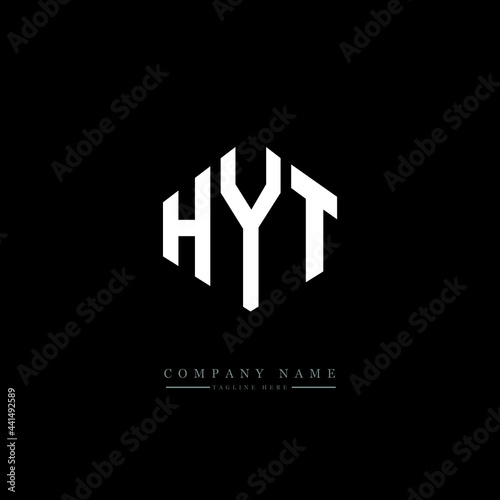 HYT letter logo design with polygon shape. HYT polygon logo monogram. HYT cube logo design. HYT hexagon vector logo template white and black colors. HYT monogram. HYT business and real estate logo.  photo