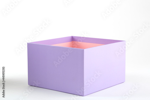 Purple color open box on background, For open box concept