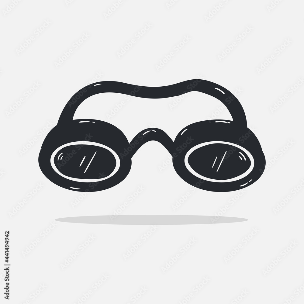 Hand drawn swimming google icon Design Template. Illustration vector graphic. doodle swimming google black glyph style isolated on white background. Summer vacation and leisure symbol. Hand drawn swimming google icon Design Template. Illustration vector graphic. doodle swimming google black glyph style isolated on white background. Summer vacation and leisure symbol.