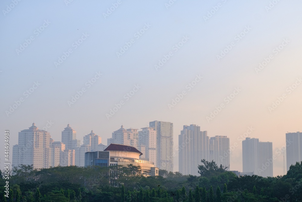 Obraz premium city skyline at sunset