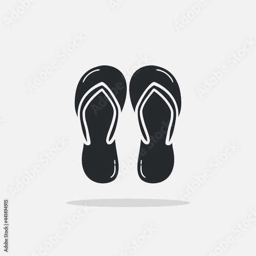 Hand drawn flip flops icon Design Template. Illustration vector graphic. doodle flip flops black glyph style isolated on white background. Summer vacation and leisure symbol.