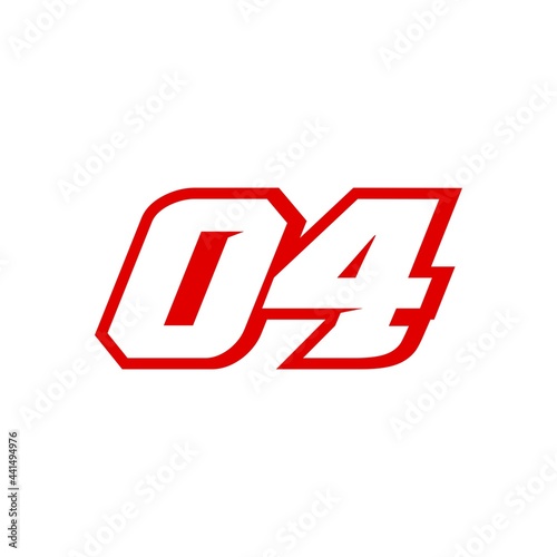 04 Number Racing star isolated on white background