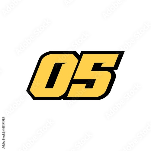 05 Number Racing star isolated on white background