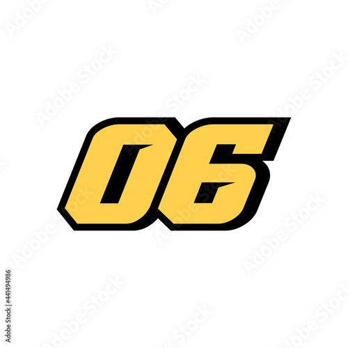 06 Number Racing star isolated on white background