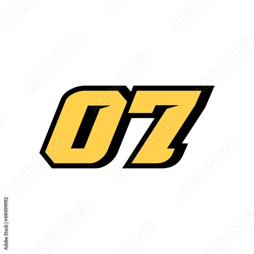 07 Number Racing star isolated on white background