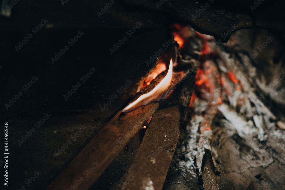 Obraz premium fire in the fireplace