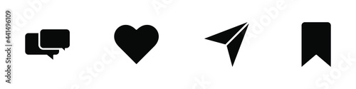 Collection of icon comment, like, share, and save vector illustration