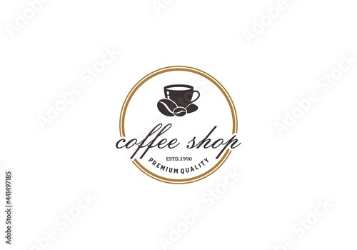 logo for coffee shop or coffee product with cup of coffee illustration