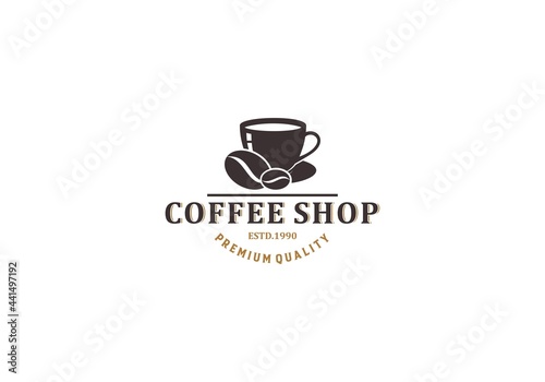 logo for coffee shop or coffee product with cup of coffee illustration