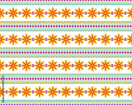 Beautiful ethnic seamless pattern elements collection design in bright. Can use geometric seamless design for background vector illustration, wallpaper, clothing, wrapping, batik, embroidery style.