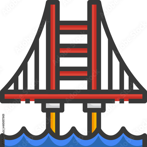 golden gate color line icon