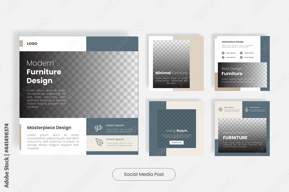 Modern furniture design social media post banner template set Modern furniture design social media post banner template set
