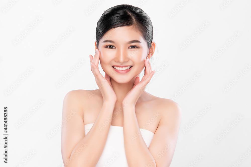 Beautiful young asian woman with clean fresh skin on white background, Face care, Facial treatment, Cosmetology, beauty and spa, Asian women portrait. Beautiful young asian woman with clean fresh skin on white background, Face care, Facial treatment, Cosmetology, beauty and spa, Asian women portrait.