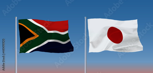 日本と南アフリカ共和国の国旗