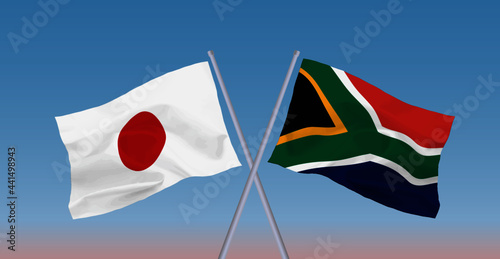 日本と南アフリカ共和国の国旗