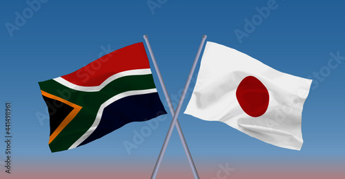 日本と南アフリカ共和国の国旗