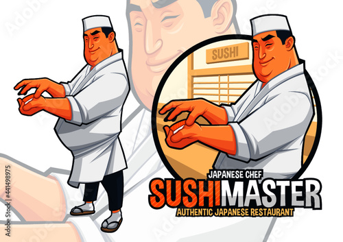 Sushi Master Making Salmon Sushi